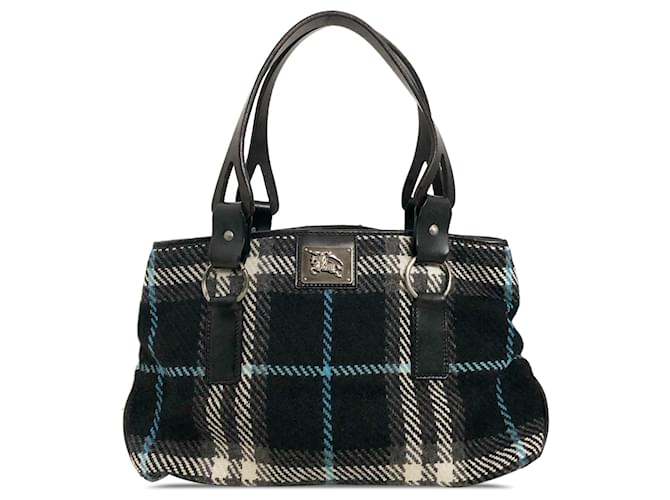 Black Burberry Wool House Check Handbag  ref.1389565