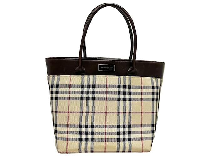 Sac à main beige Burberry House Check Cuir  ref.1389566