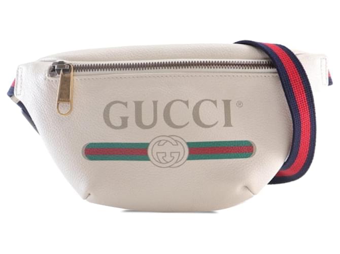 White Gucci Logo Leather Belt Bag  ref.1389570