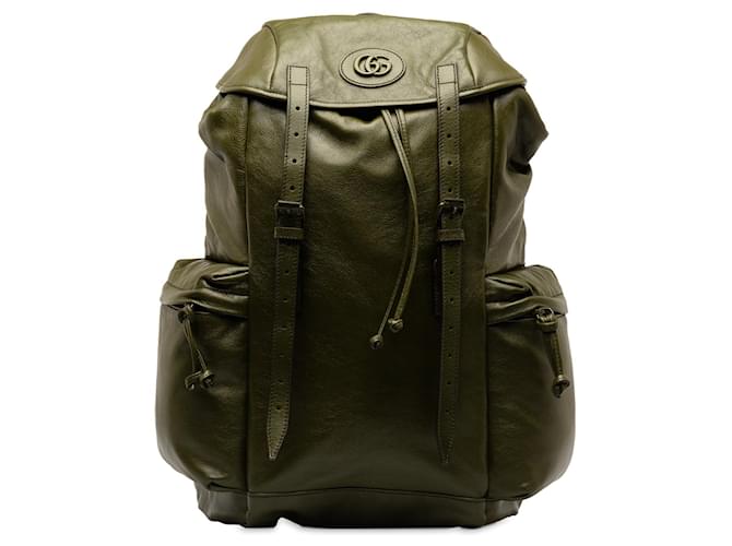 Grüner Gucci-Rucksack mit GG-Futter und Taschengürtel im Ton in Ton Leder  ref.1389595