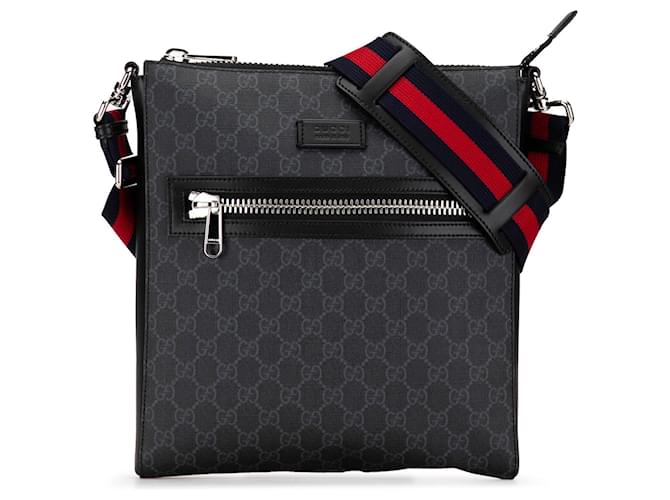 Bolsa mensageiro preta Gucci média GG Supreme preta Preto Lona  ref.1389605