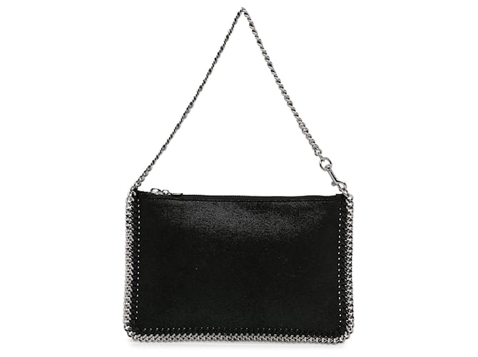 Stella Mc Cartney Schwarze Stella McCartney Falabella Shaggy Deer Schultertasche Leinwand  ref.1389608