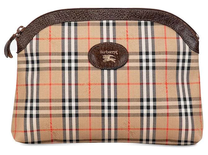 Embreagem marrom Burberry Haymarket Check marrom Lona  ref.1389612