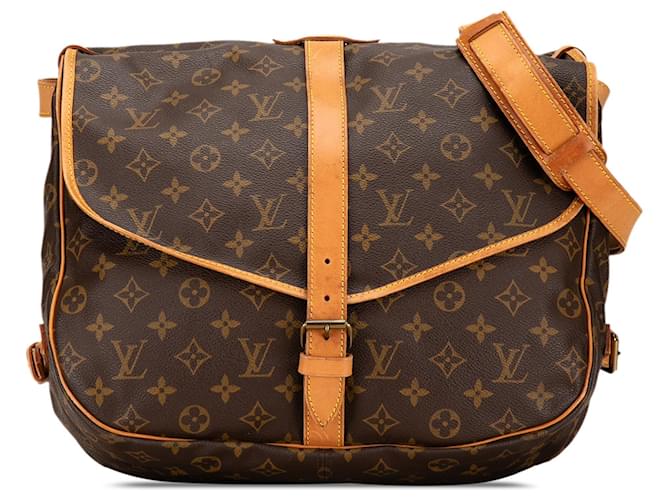 Brown Louis Vuitton Monogram Saumur 35 Crossbody Bag Leather  ref.1389615