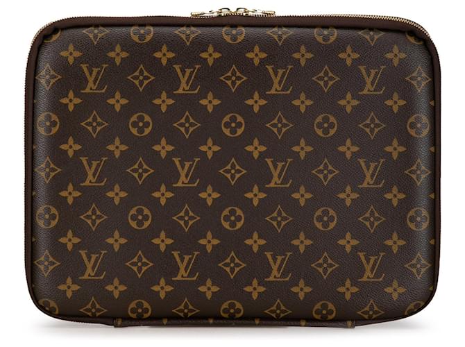 Bolsa para laptop com monograma Louis Vuitton marrom 13 Lona  ref.1389617