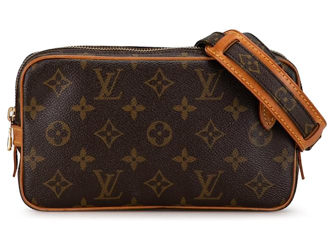 Brown Louis Vuitton Monogram Pochette Marly Bandouliere Crossbody Bag Leather  ref.1389618
