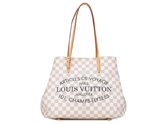 White Louis Vuitton Damier Azur Cabas Adventure MM Tote Bag Leather  ref.1389622