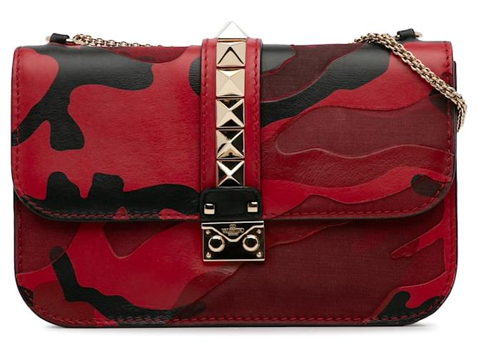 Red Valentino Medium Camo Glam Lock Crossbody Leather  ref.1389625