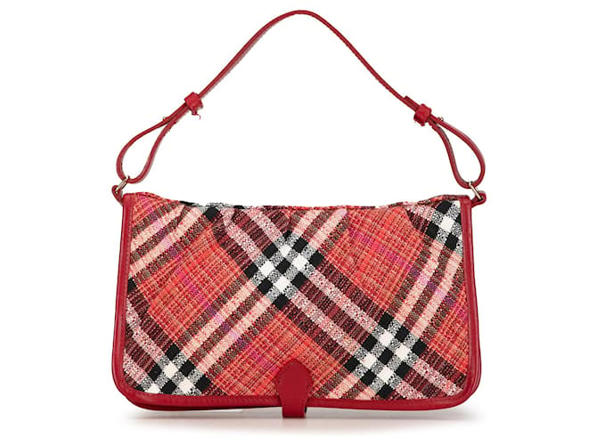 Rote Burberry-Schultertasche „Supernova Check“ Leder  ref.1389650