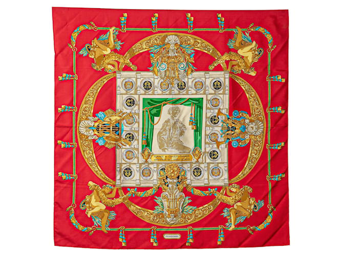 Lenço de seda Hermès Hommage vermelho Charles Garnier  ref.1389651