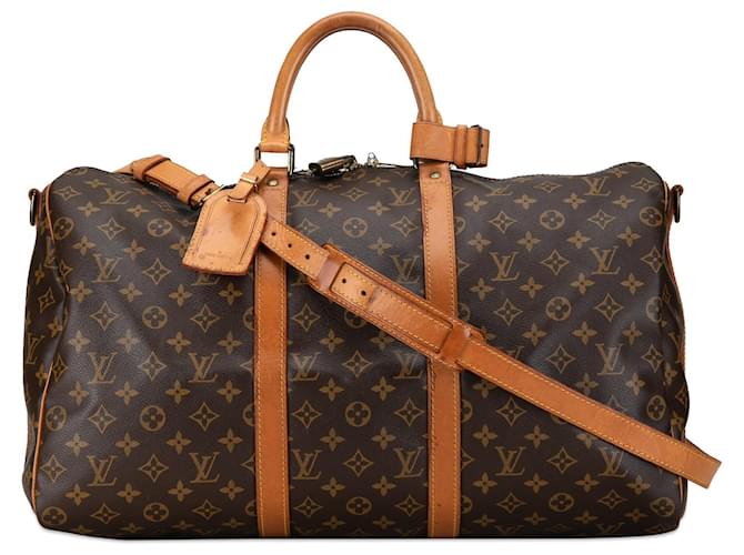 Brown Louis Vuitton Monogram Keepall Bandouliere 50 Travel Bag Leather  ref.1389671