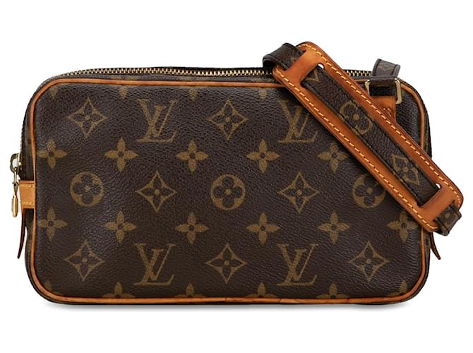 Brown Louis Vuitton Monogram Pochette Marly Bandouliere Crossbody Bag Cloth  ref.1389673