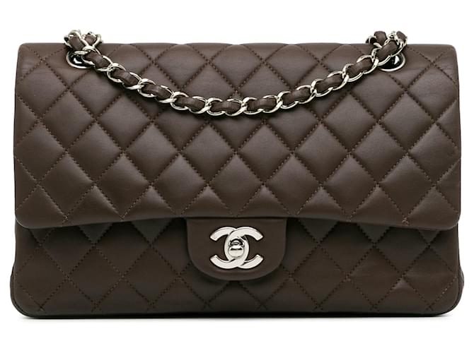 Brown Chanel Medium Classic Lambskin Double Flap Shoulder Bag Leather  ref.1389687