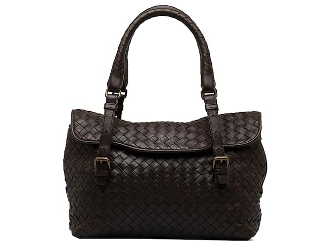 Bolsa Bottega Veneta Intrecciato Marrom Couro  ref.1389695