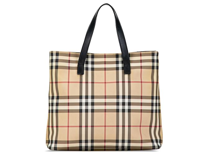 Cabas beige Burberry House Check Cuir  ref.1389702