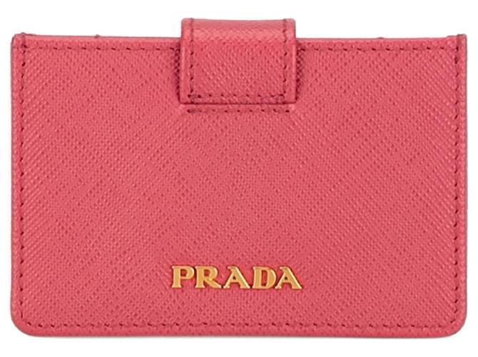 Rosa Prada Saffiano-Kartenetui Pink Leder  ref.1389716