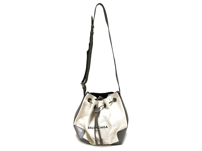 Bolso tipo bombonera de lona azul marino de Balenciaga blanco Cuero  ref.1389718