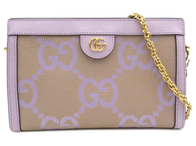 Roxo Gucci Small Jumbo GG Ophidia Chain Crossbody Couro  ref.1389741