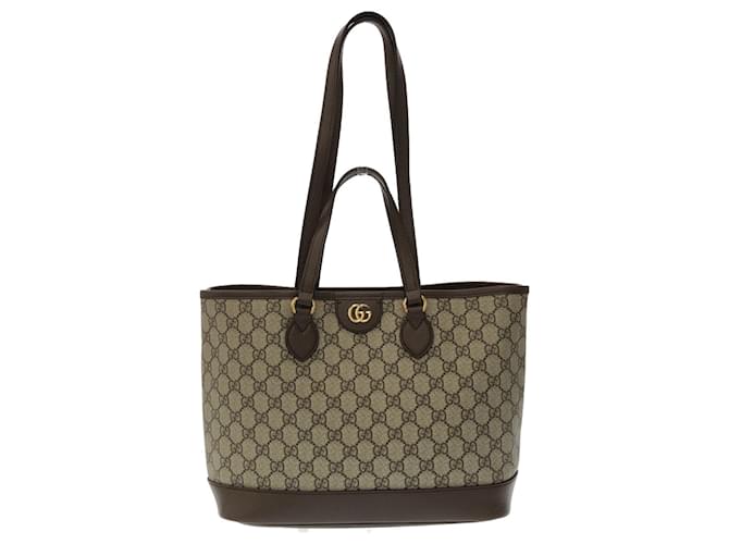 Bolsa Marrom Gucci GG Supreme Ophidia Tote Marrom Couro  ref.1389743