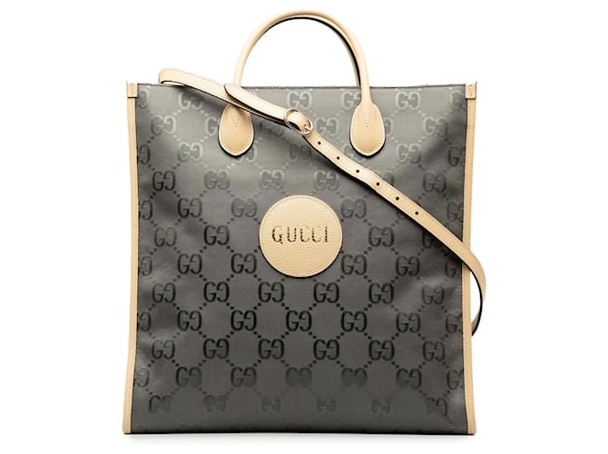 Bolsa Gucci GG Nylon Off the Grid Cinza Couro  ref.1389760