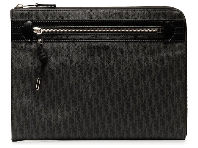 Black Dior Oblique Clutch Bag Cloth  ref.1389767