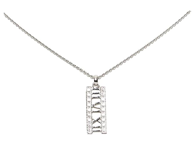 Tiffany & Co Collier pendentif barre Atlas diamants Tiffany en argent Or blanc Argenté  ref.1389842