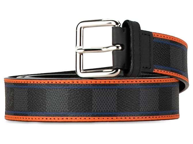 Ceinture noire Louis Vuitton Damier Graphite Ace Toile  ref.1389847