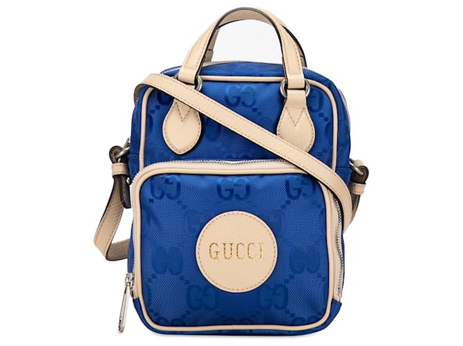 Bolsa Gucci GG Nylon Off the Grid Azul Couro  ref.1389855
