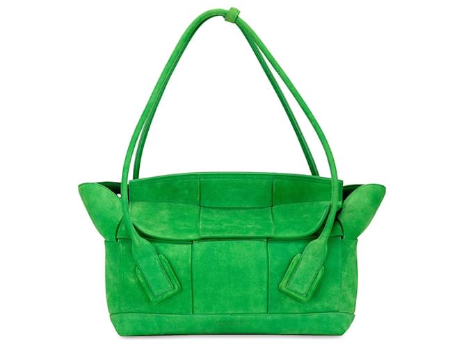 Grüne Bottega Veneta mittelgroße Arco-Tasche aus Intrecciato-Wildleder  ref.1389859