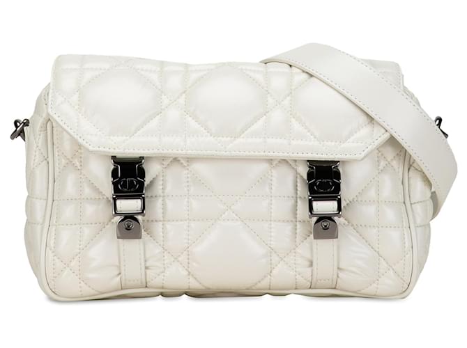 White Dior Small Macrocannage Diorcamp Bag Leather  ref.1389864