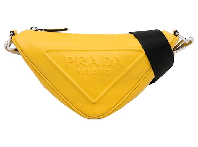 Yellow Prada Grace Lux Triangle Crossbody Leather  ref.1389865