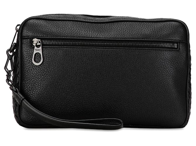 Black Bottega Veneta Intrecciato Clutch Leather  ref.1389871