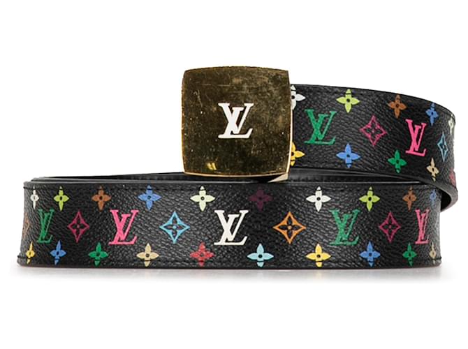 Black Louis Vuitton Monogram Multicolore LV Cut Reversible Belt Cloth  ref.1389876
