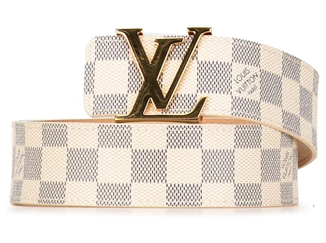 Cintura Louis Vuitton Damier Azur LV Initiales bianca Bianco Tela  ref.1389888