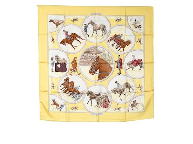 Jaune Hermès Auteuil en Mai Silk Scarf Foulards Soie  ref.1389891