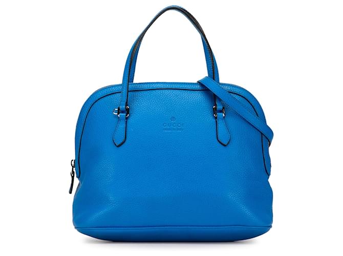 Blue Gucci Medium Calfskin Dome Satchel Leather  ref.1389892