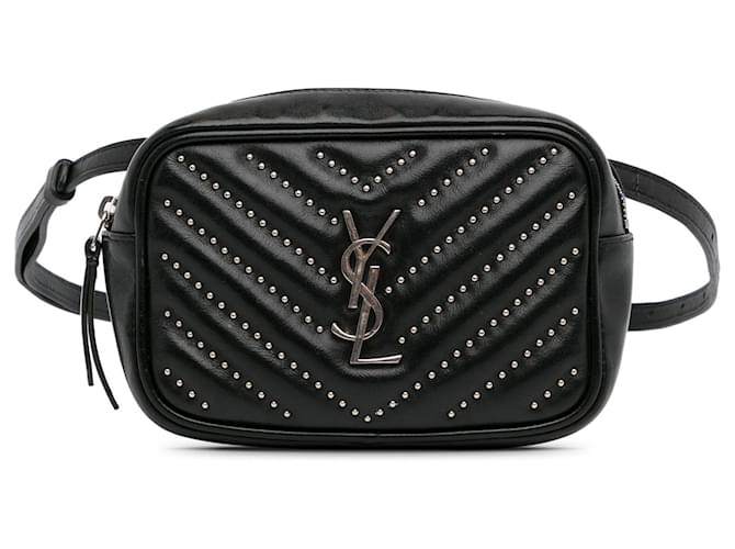 Black Saint Laurent Monogram Studded Matelasse Lou Belt Bag Leather  ref.1389912