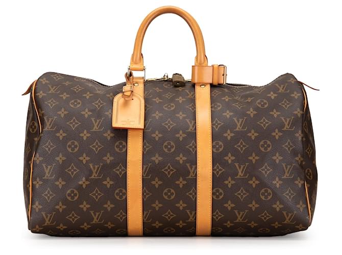 Brown Louis Vuitton Monogram Keepall 45 Travel Bag Leather  ref.1389918