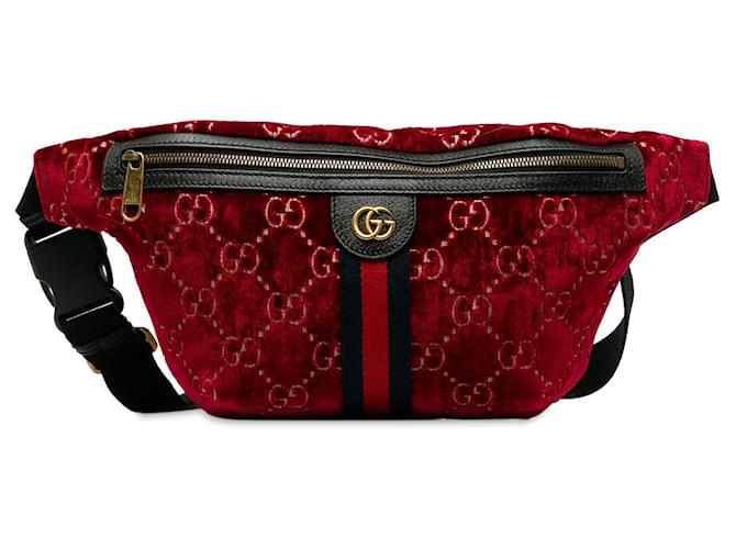 Red Gucci GG Velvet Ophidia Belt Bag  ref.1389929