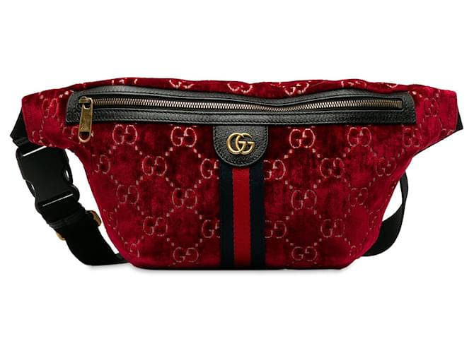 Rote Gucci GG Ophidia-Gürteltasche aus Samt  ref.1389929