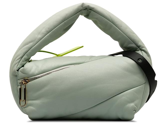 Off White Green Off-White Leather Pouch Satchel  ref.1389956