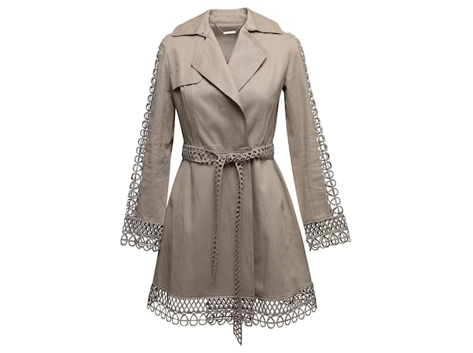 Khaki Elie Tahari Lasercut Trench Coat Size US XS/S Synthetic  ref.1389964