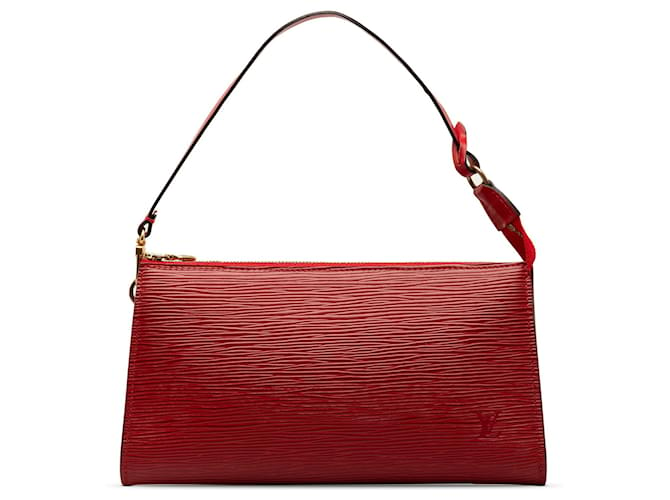Bolso de hombro rojo Louis Vuitton Epi Pochette Accessoires Roja Cuero  ref.1389977