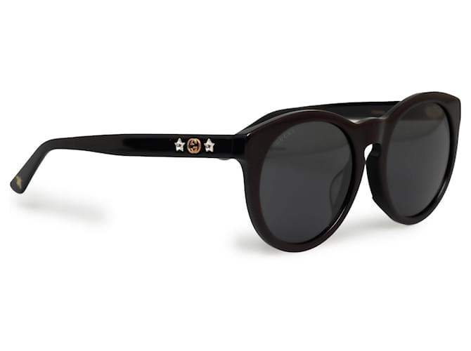 Schwarze, getönte Gucci-Sonnenbrille mit ineinandergreifendem G-Stern und Strasssteinen  ref.1389982