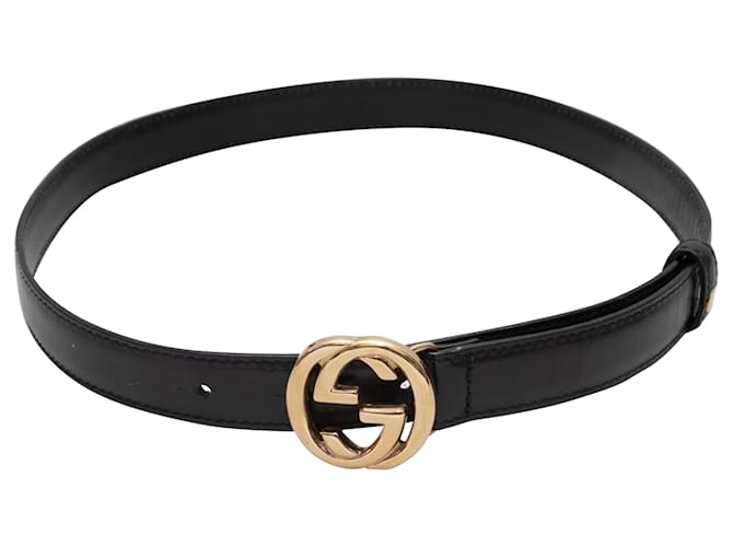 Vintage Black Gucci Interlocking GG Belt Size 65 Leather  ref.1389990