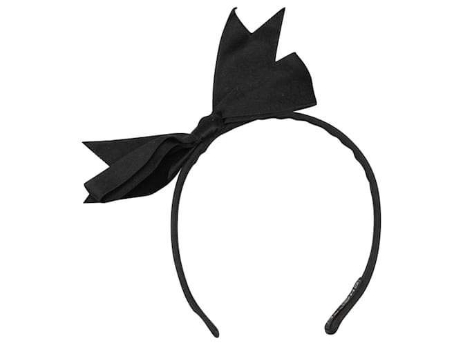 Diadema con lazo de seda Chanel negra Negro  ref.1389996