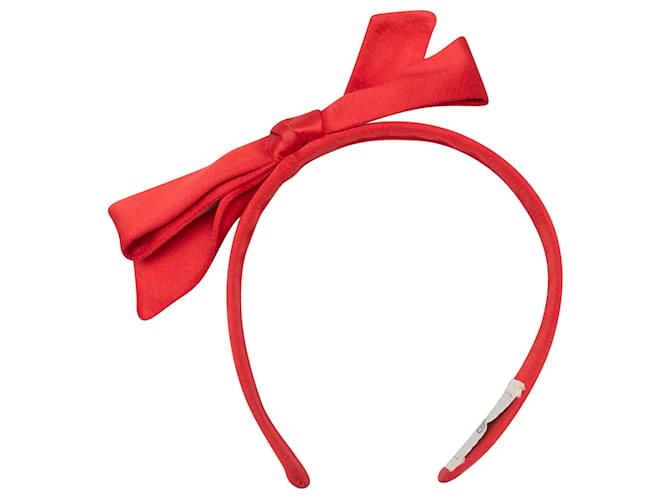 Fascia per capelli con fiocco in seta rossa Chanel Rosso  ref.1390000