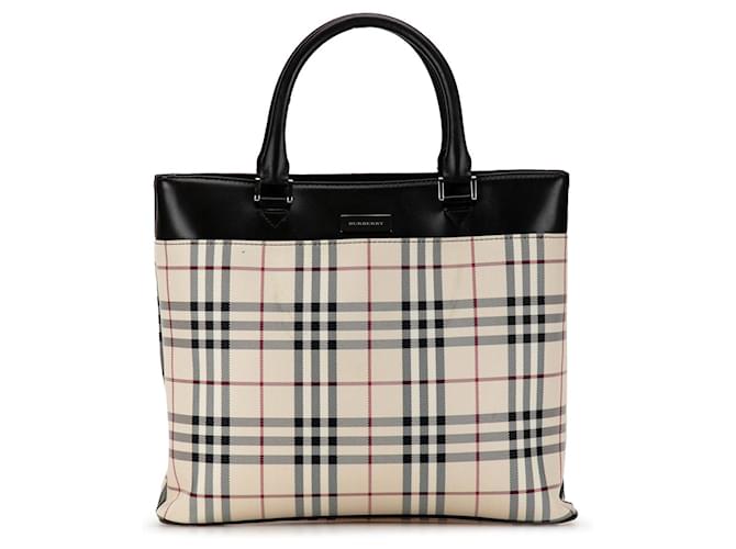 Tote caqui a cuadros de Burberry House Cuero  ref.1390004