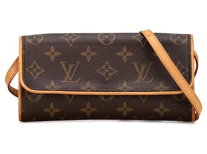 Brown Louis Vuitton Monogram Pochette Twin PM Crossbody Bag Leather  ref.1390008