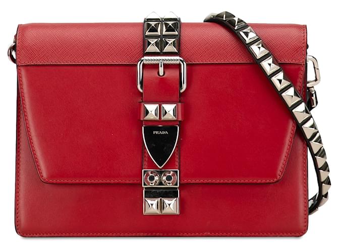 Red Prada City Calf and Saffiano Elektra Crossbody Bag Leather  ref.1390037